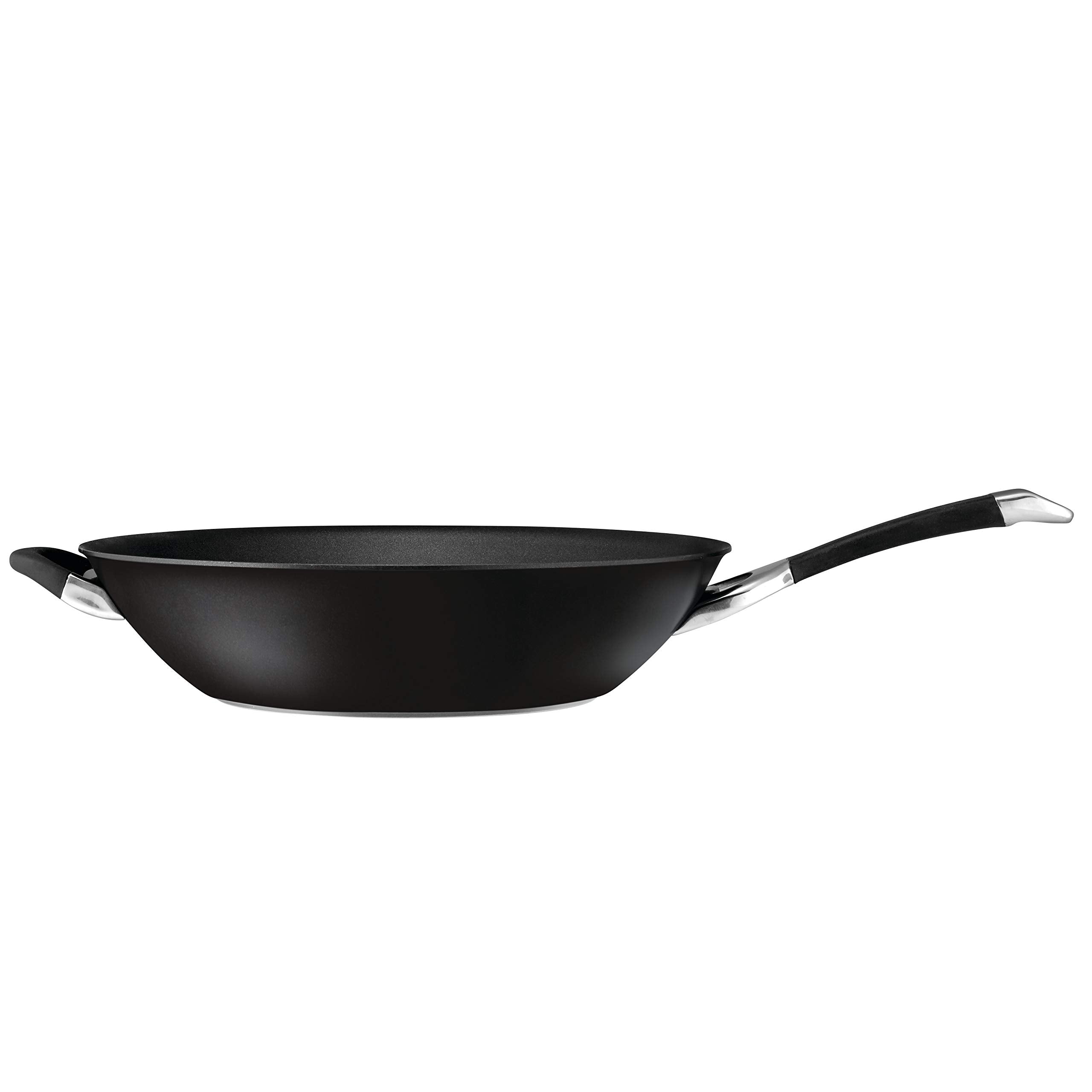 Circulon Symmetry Hard Anodized Nonstick Stir Fry / Wok Pan With Helper Handle - 14 Inch, Black